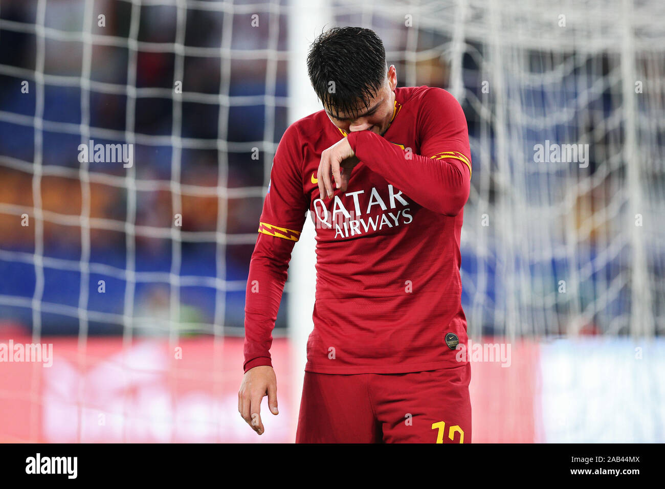 Cengiz unter der Roma reagiert während der Italienischen Meisterschaft in der Serie A Fußballspiel zwischen AS Roma und Brescia Calcio am 24. November 2019 im Stadio Olimpico in Rom, Italien - Foto Federico Proietti/ESPA-Bilder Stockfoto