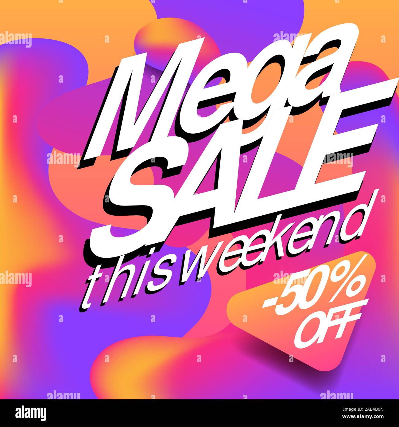 Besonderes Wochenende mega Verkauf Werbung Web Banner oder Poster, Plakat Vorlage mit bunten abstrakte Elemente, Vector Illustration. Stock Vektor