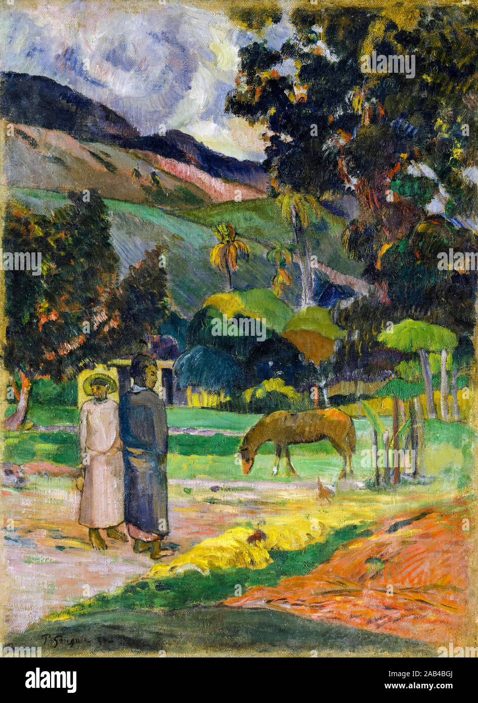 Paul Gauguin, tahitische Landschaft, Malerei, 1892 Stockfoto