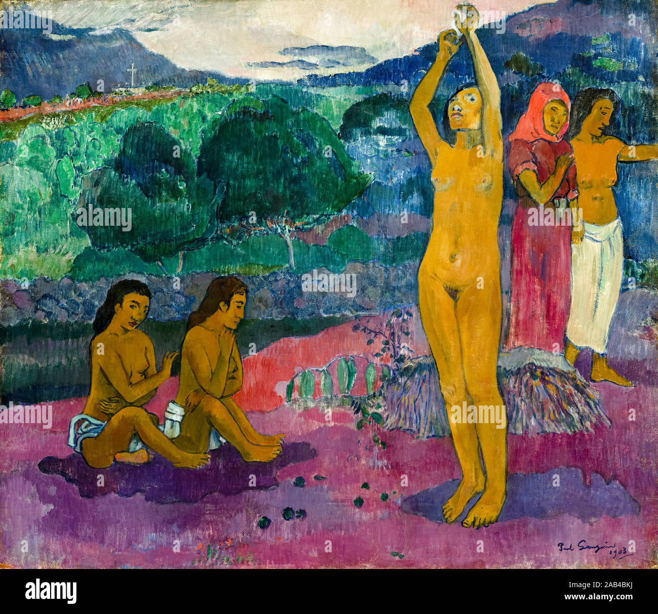Paul Gauguin, der Anrufung, Malerei, 1903 Stockfoto