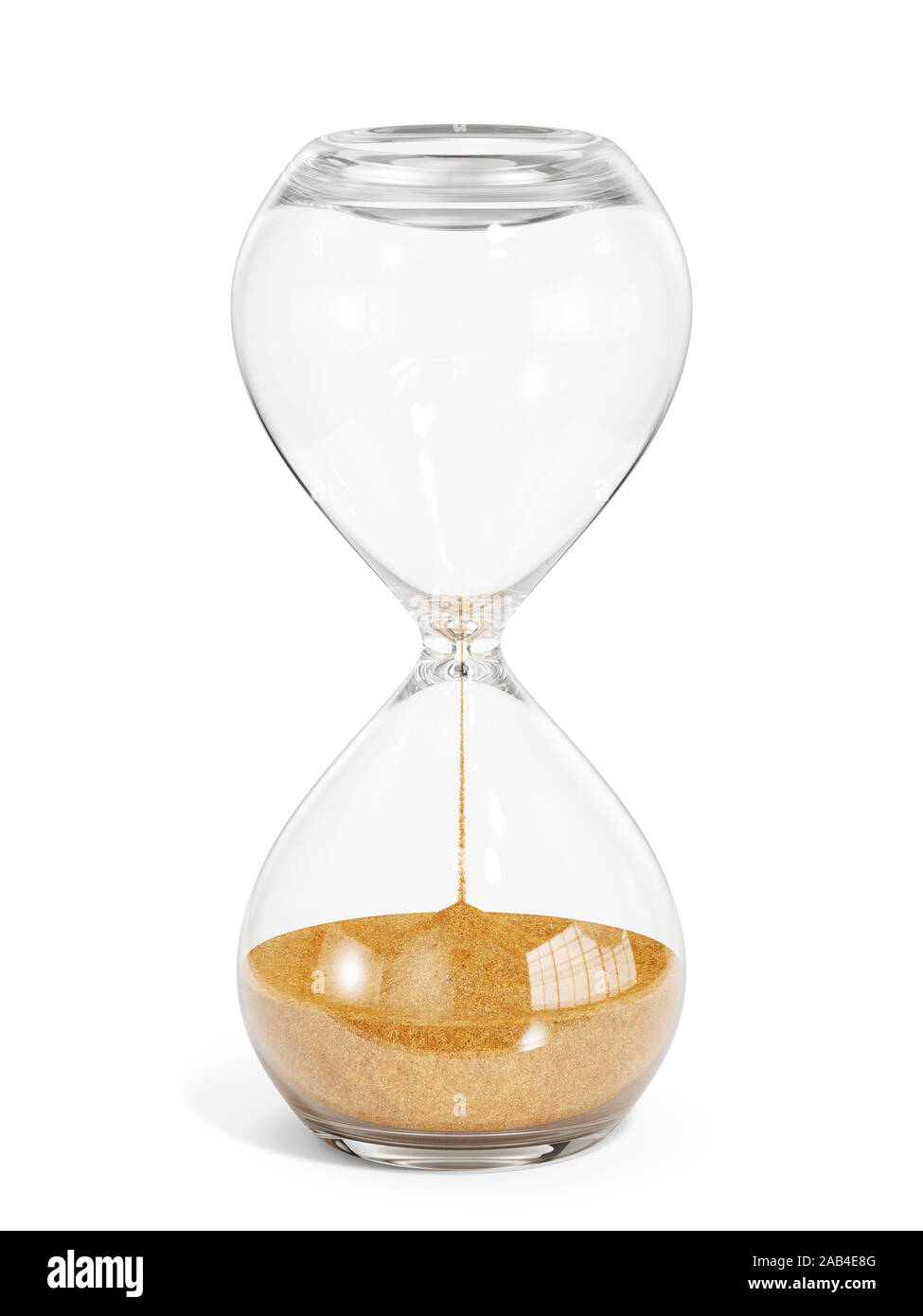 Sanduhr auf weißem Hintergrund. 3D Rendering Illustration der Sanduhr Stockfoto