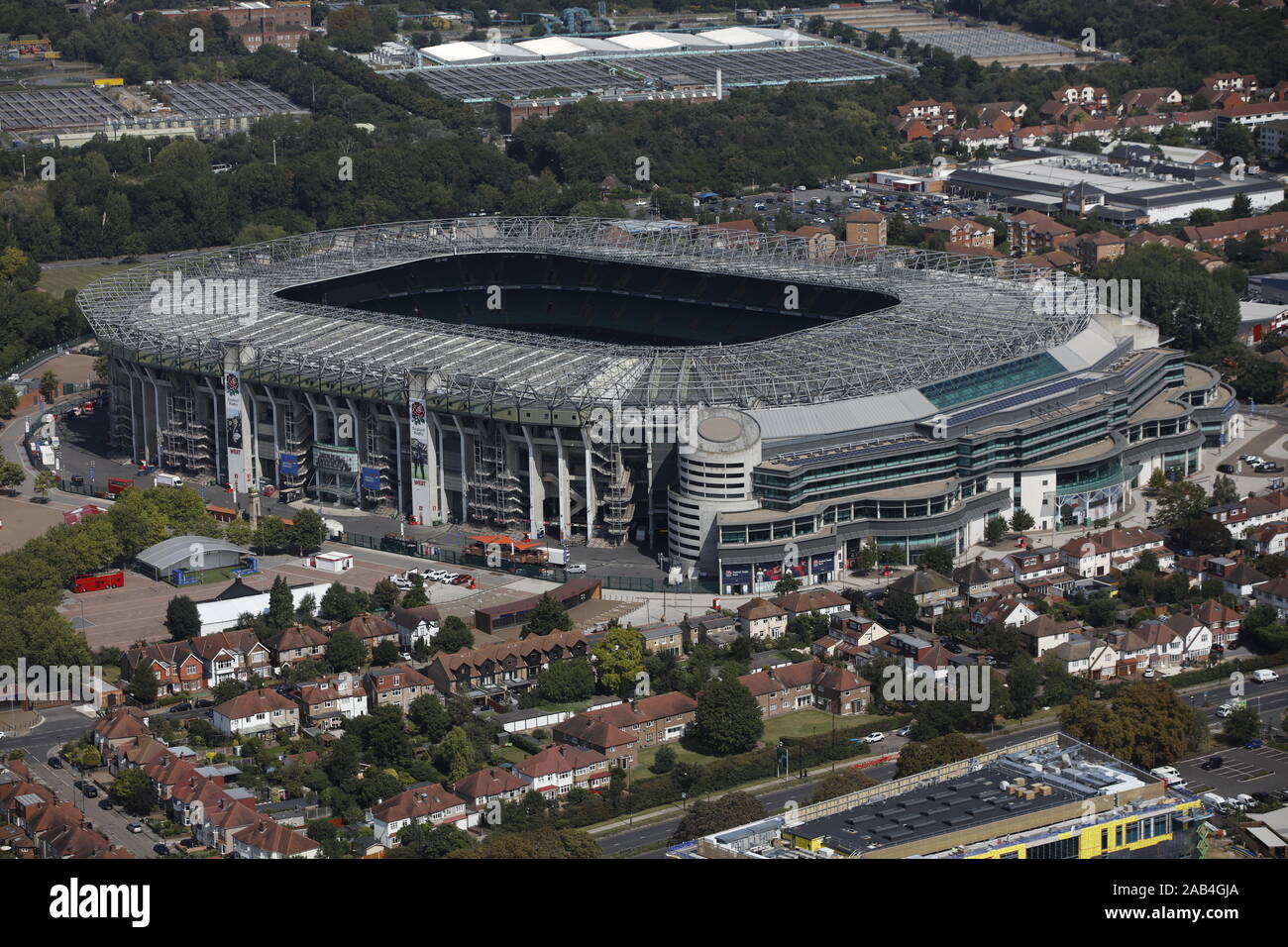Luftaufnahme des Twickenham Stadions, London, Großbritannien Stockfoto