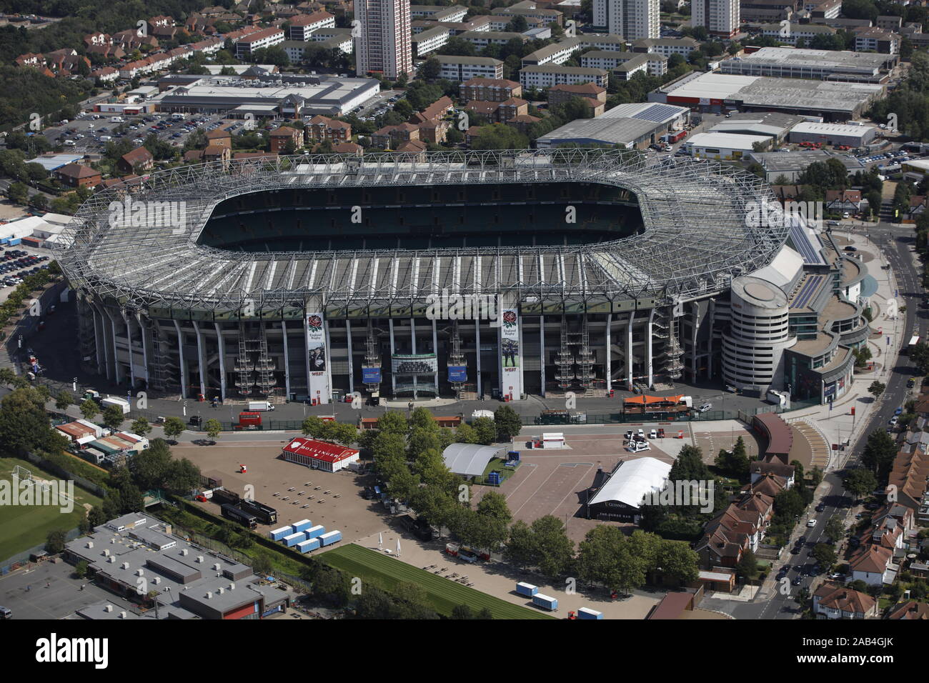 Luftaufnahme des Twickenham Stadions, London, Großbritannien Stockfoto
