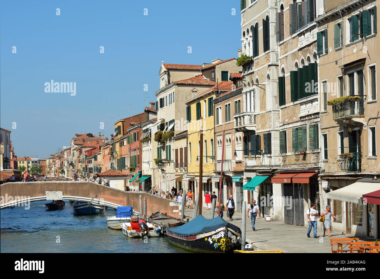 Historische Häuser im Viertel Cannaregio Kanal in der disdrict Cannaregio in Venedig - Italien. Stockfoto
