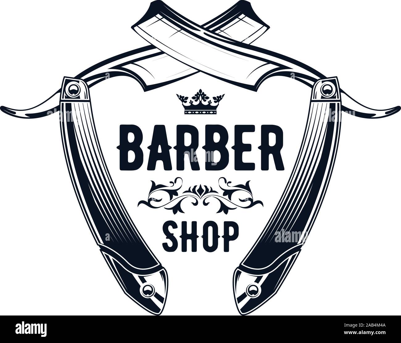 Vintage barbershop Emblem - alte Rasiermesser, Friseur logo Stock Vektor