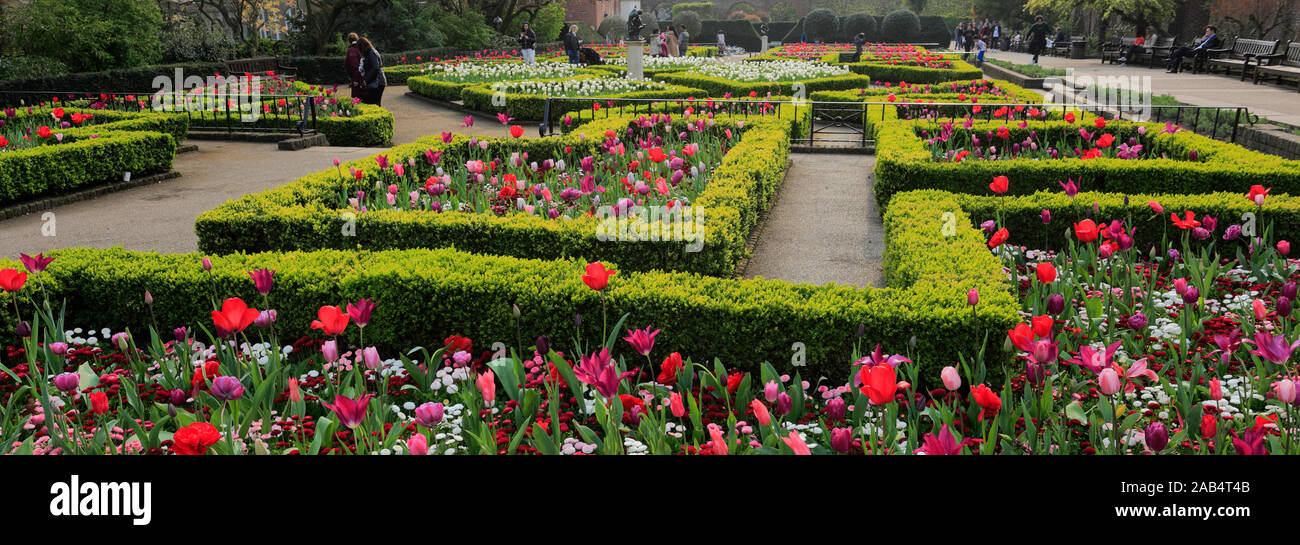 Blumenbeete in Holland Park, Royal Borough von Kensington und Chelsea, London, England Stockfoto