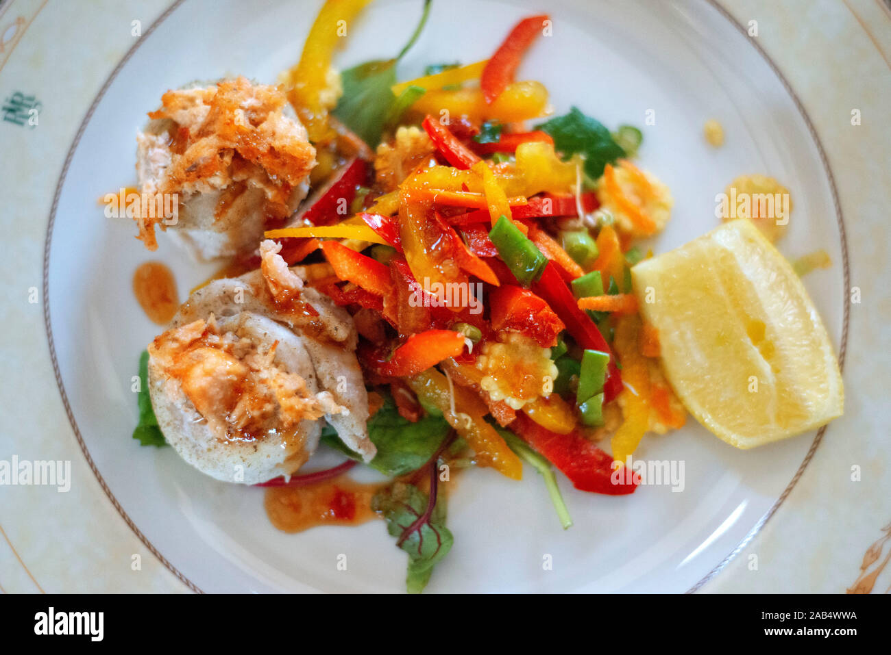 Exquisite Salat und Gastronomie Im Rovos Rail Luxuszug Reisen zwischen Kapstadt und Pretoria in Südafrika Stolz von Afrika schön r Stockfoto