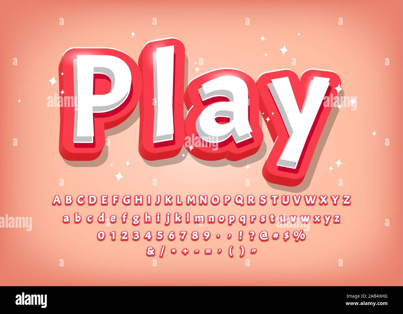 Moderne 3D-Alphabet, Comic Stil Titel, Text Effekt für Spiele Vector Illustration Stock Vektor