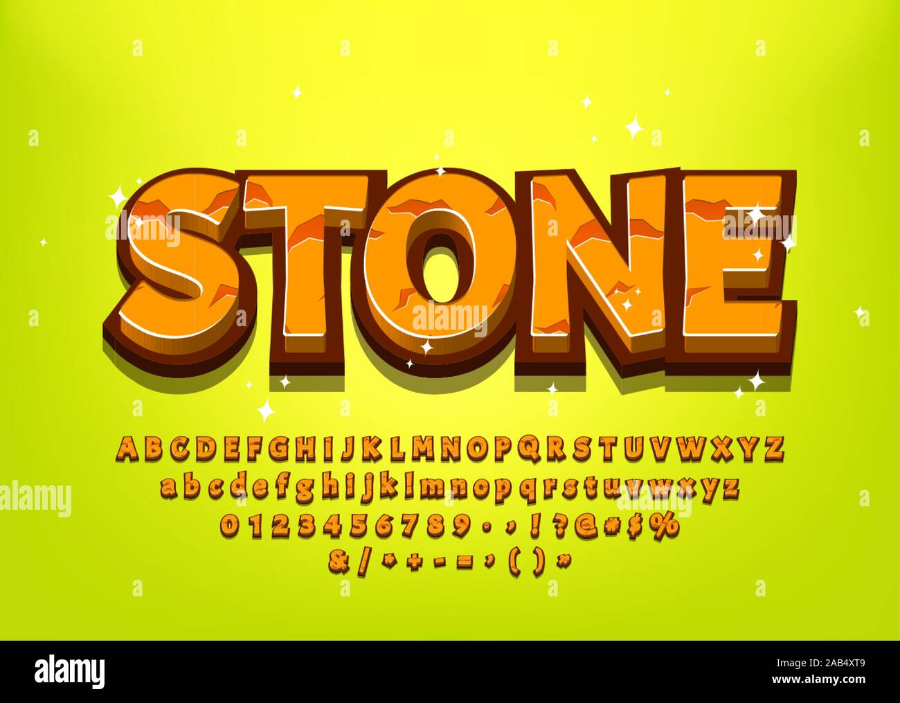 Stein 3d cartoon Alphabet für Spiel Titel oder Menü Vector Illustration Stock Vektor