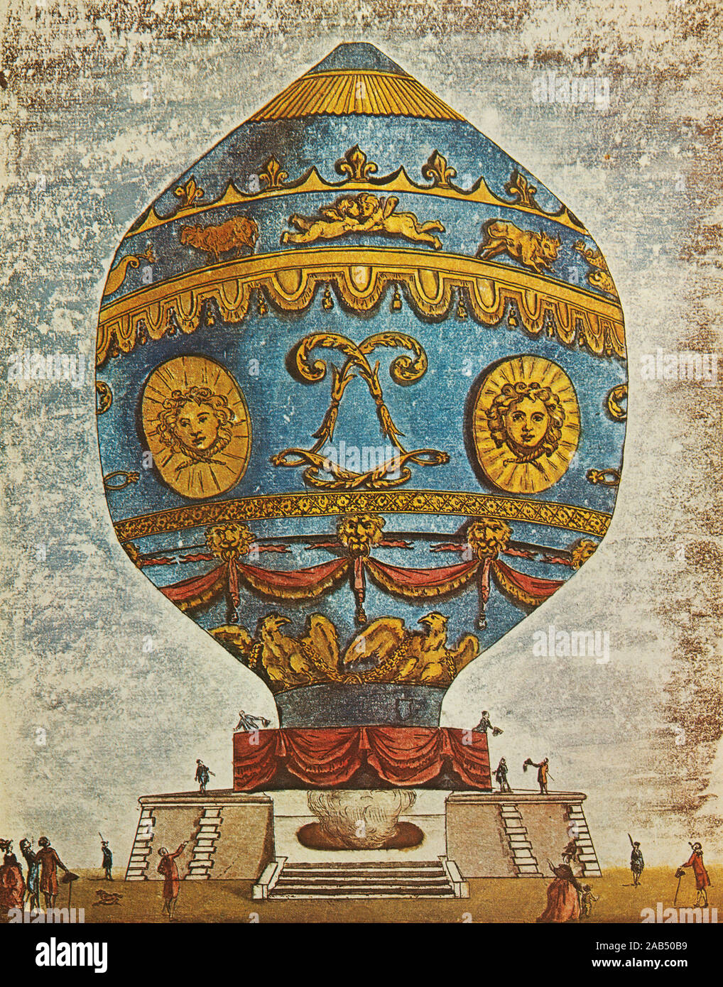 Gravur, das erste Experiment der Brüder Montgolfier Ballon 21. November  1783 in Frankreich Stockfotografie - Alamy