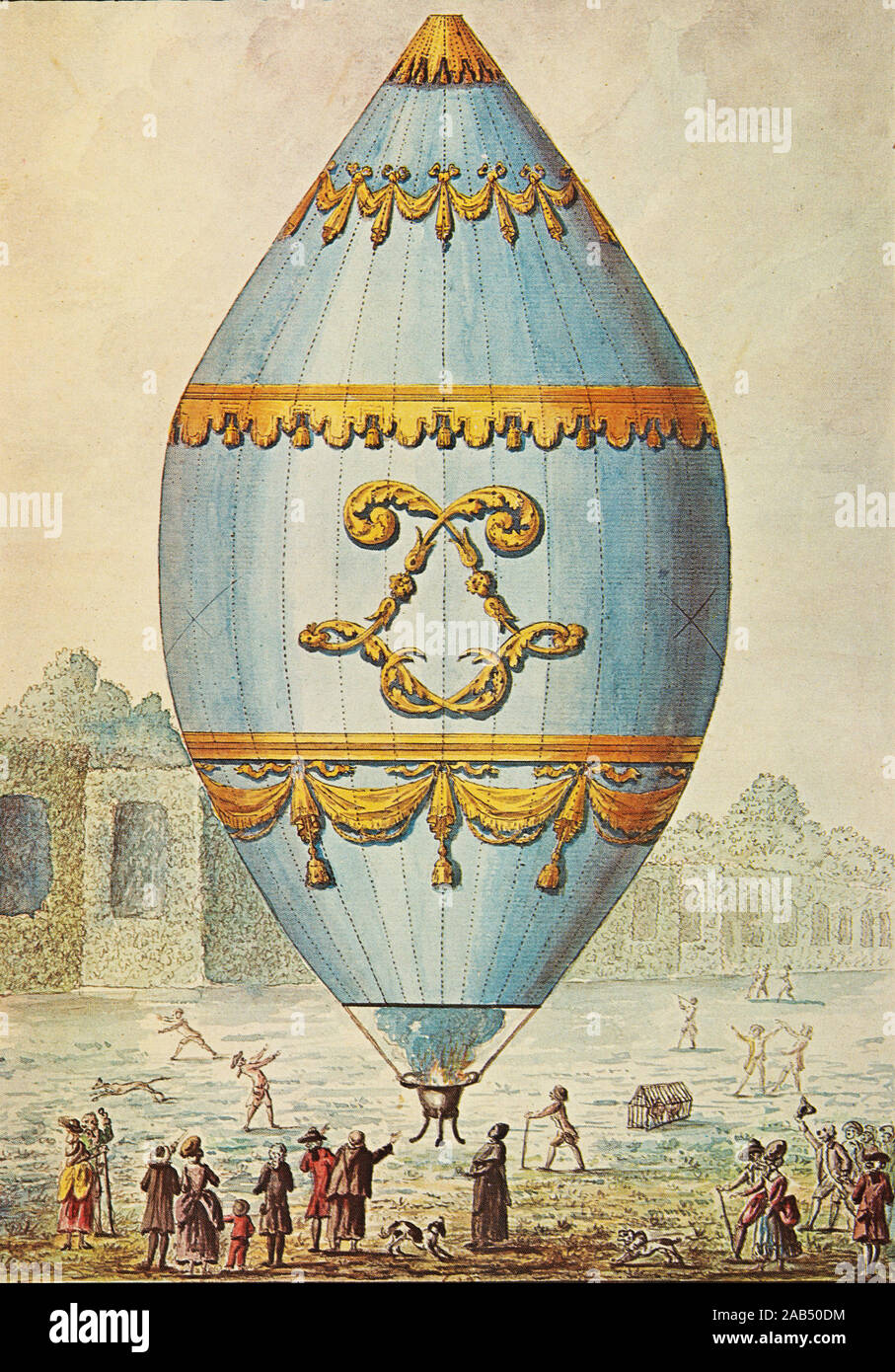 Gravur, den ersten Heißluftballon in Paris, 4. Juni 1783 Stockfoto