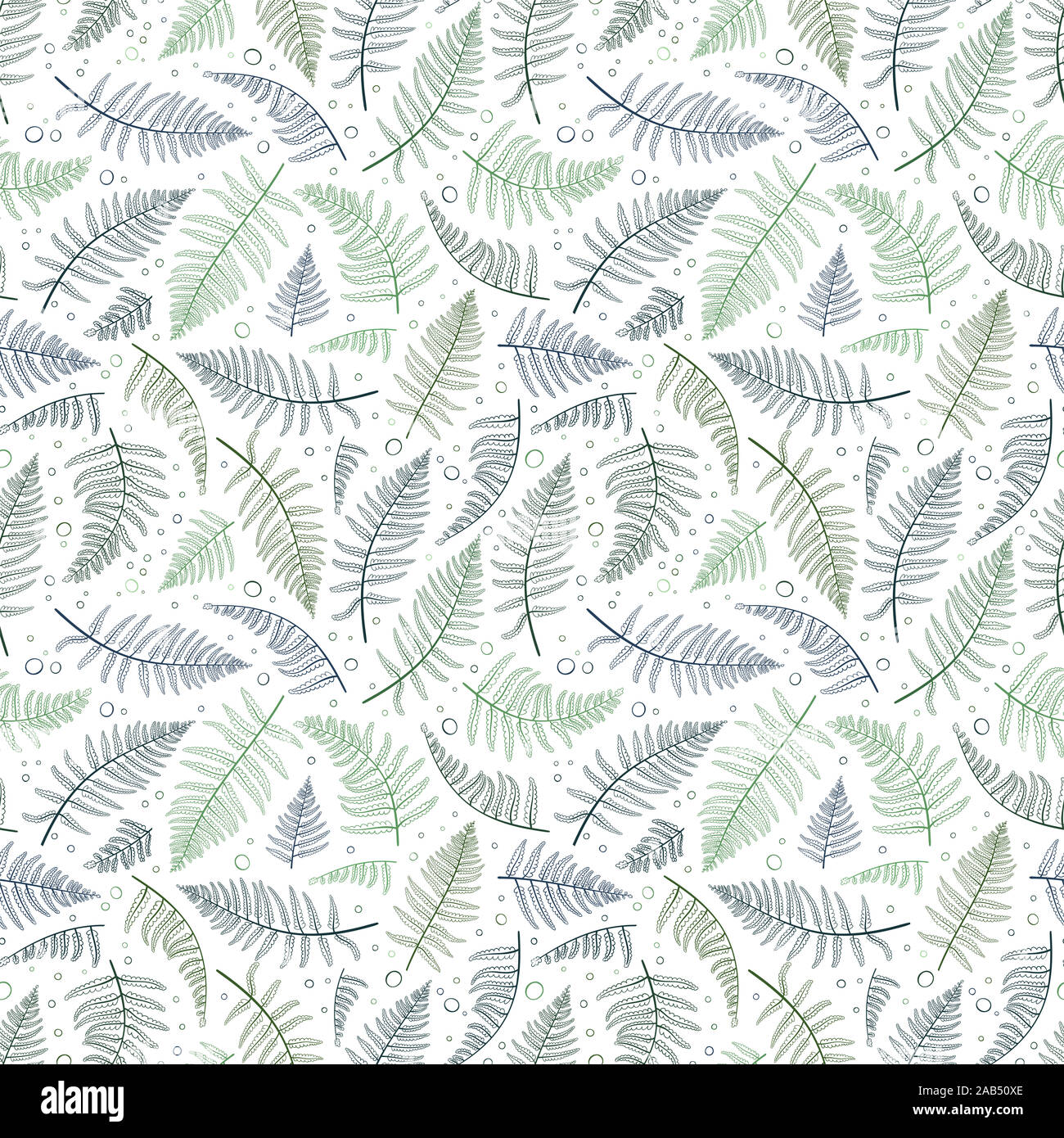 Süße Hand gezeichnet Farn nahtlose Muster, floral background, toll für Textilien, Tapeten, Banner - vektor design Stockfoto