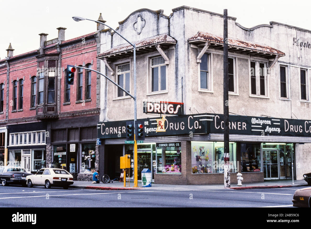 Woodland, Kalifornien, USA April 1987 Vintage Blick auf