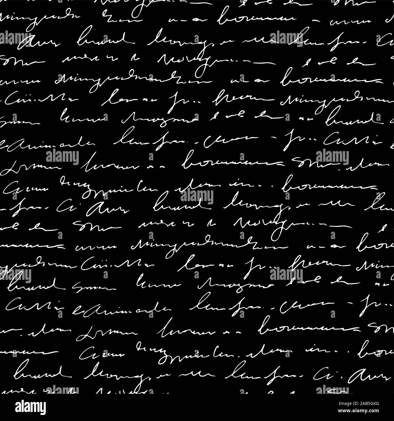 Handschriftliche abstrakte Text nahtlose Muster, Tafel, Vector schwarz und weiß Skript Hintergrund Stock Vektor