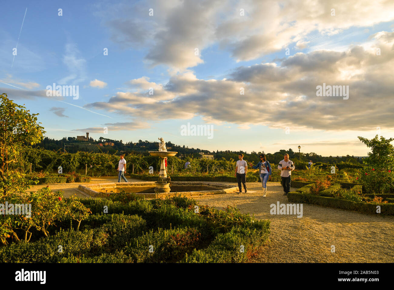 Blick auf den Garten des Ritters in den Boboligärten des Palazzo Pitti
