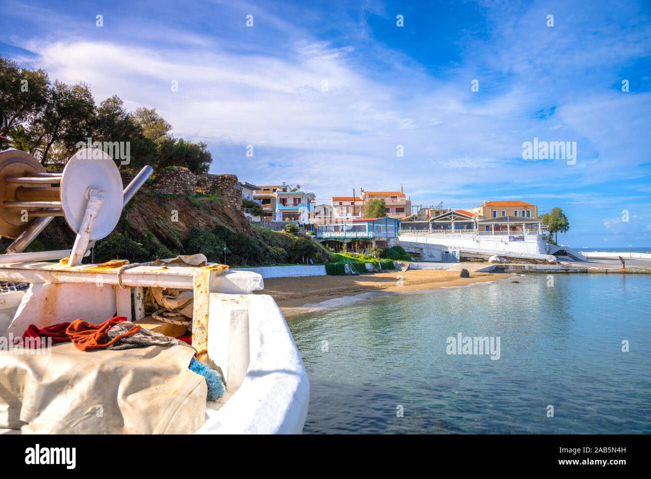 Traditionelle Küstenort Panormo Rethymno, Kreta, Griechenland. Stockfoto