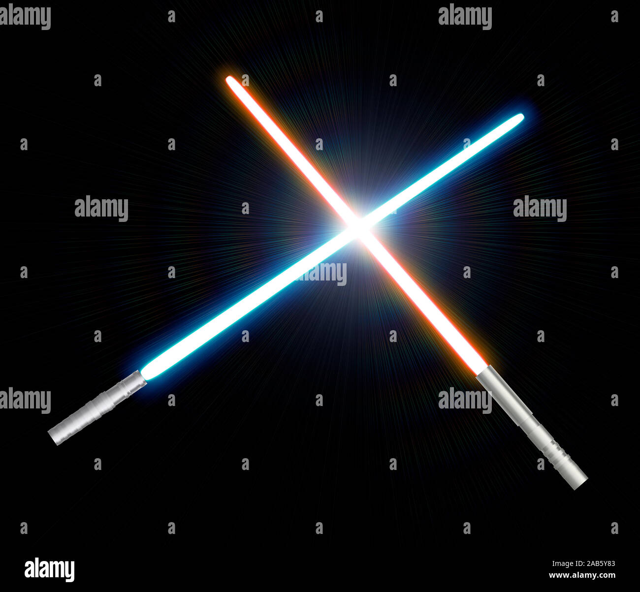 Eine Abbildung von zwei gekreuzten Laserlicht Sabre Stockfoto
