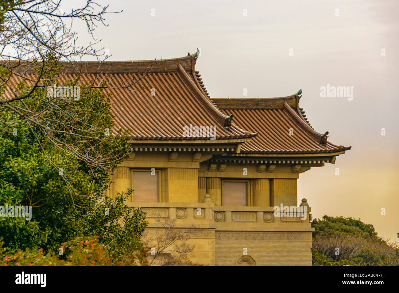 Äußere detail Fassade Blick auf Tokyo National museum Gebäude in Ueno Bezirk, Japan Stockfoto