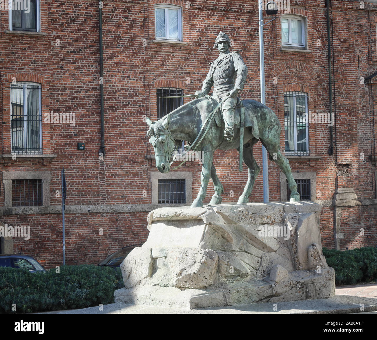 5 Otober 2019 Mailand Italien Statue von Giuseppe Missori auf Pferd Stockfoto