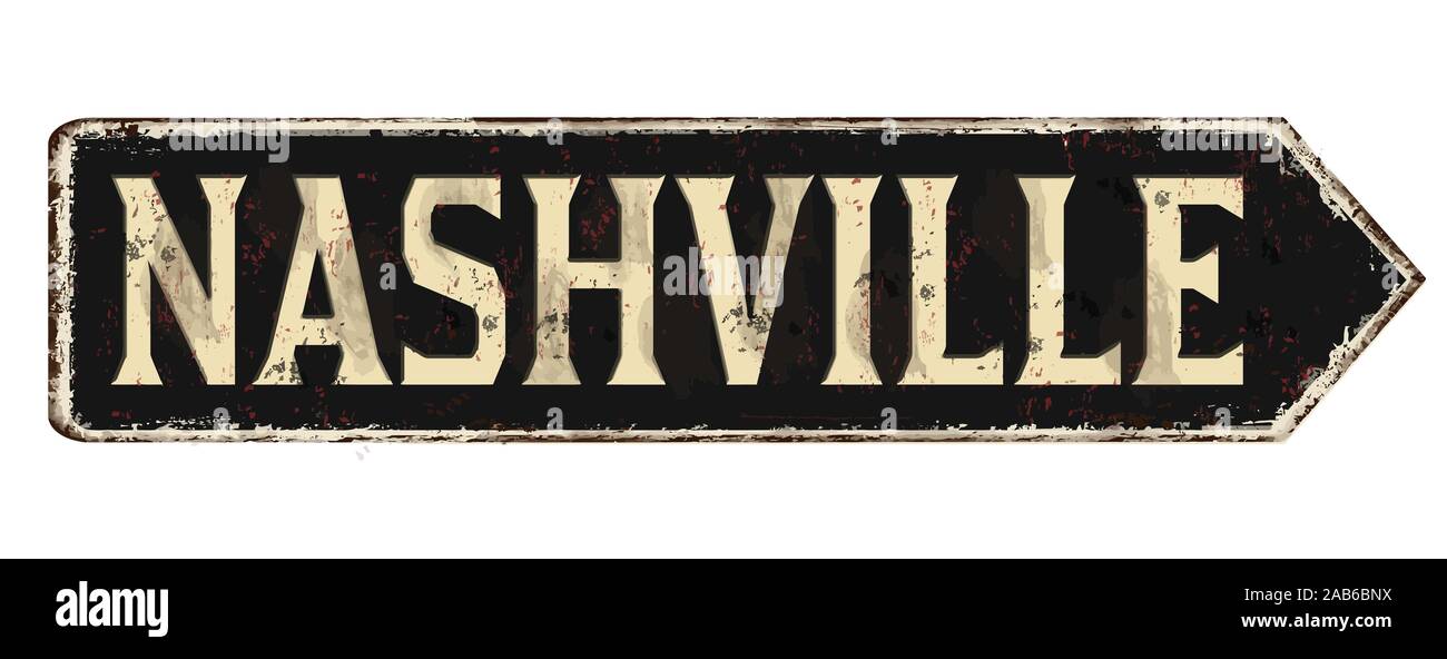 Nashville vintage rostiges Metall Zeichen auf weißem Hintergrund, Vector Illustration Stock Vektor