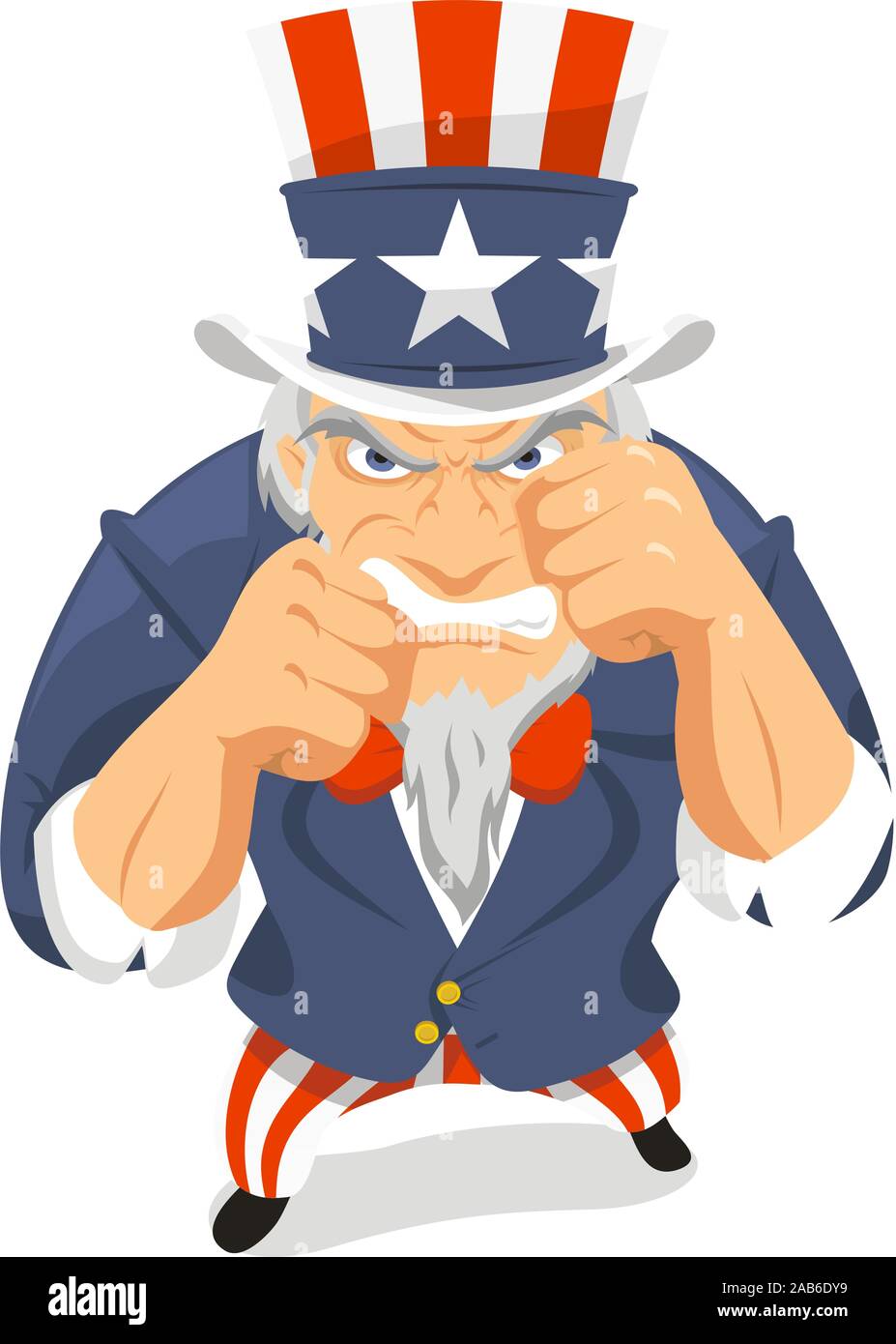 Uncle Sam Fäuste Vector Illustration, mit roten und weißen Hut und Amerikanische traditionelle Kleidung. Stock Vektor