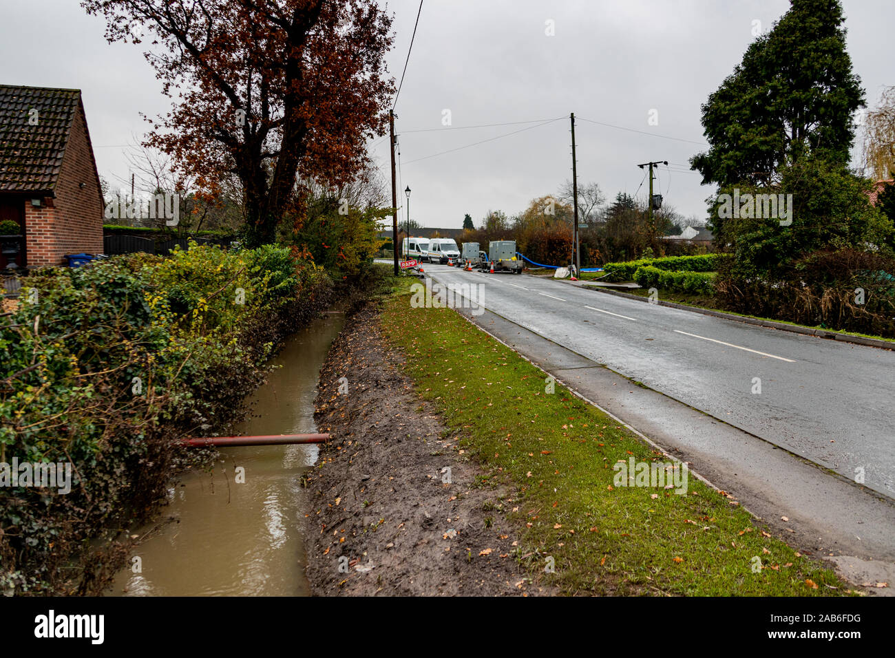 Am Stadtrand von Hochwasser betroffen Dorf Fishlake in der Nähe von Doncaster South Yorkshire. Stockfoto