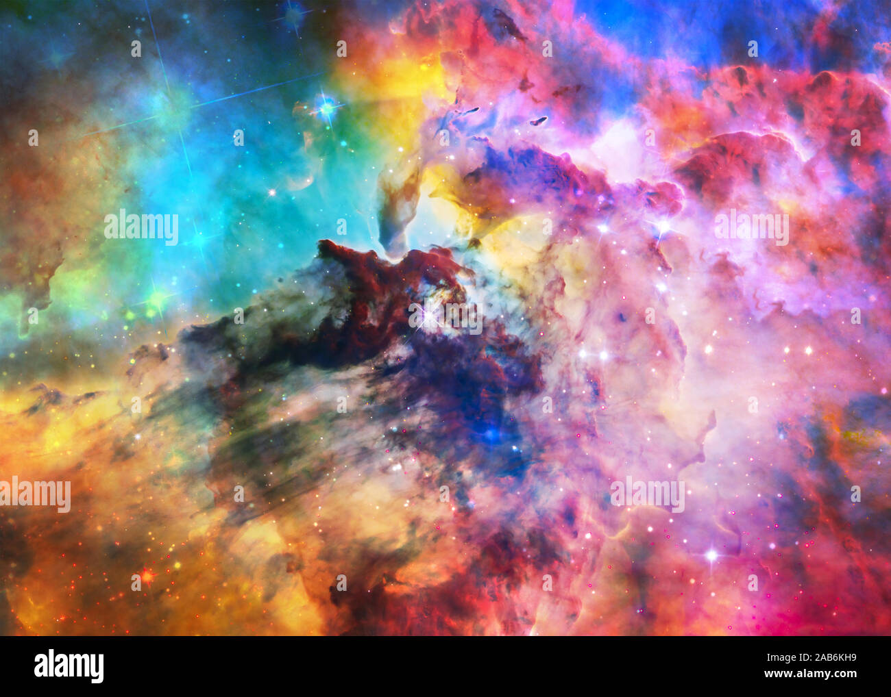 Der Lagune Nebel in hellen Farben. Deep space Blick. Science Fiction wallpaper. Elemente dieses Bild wurde von der NASA eingerichtet. Stockfoto