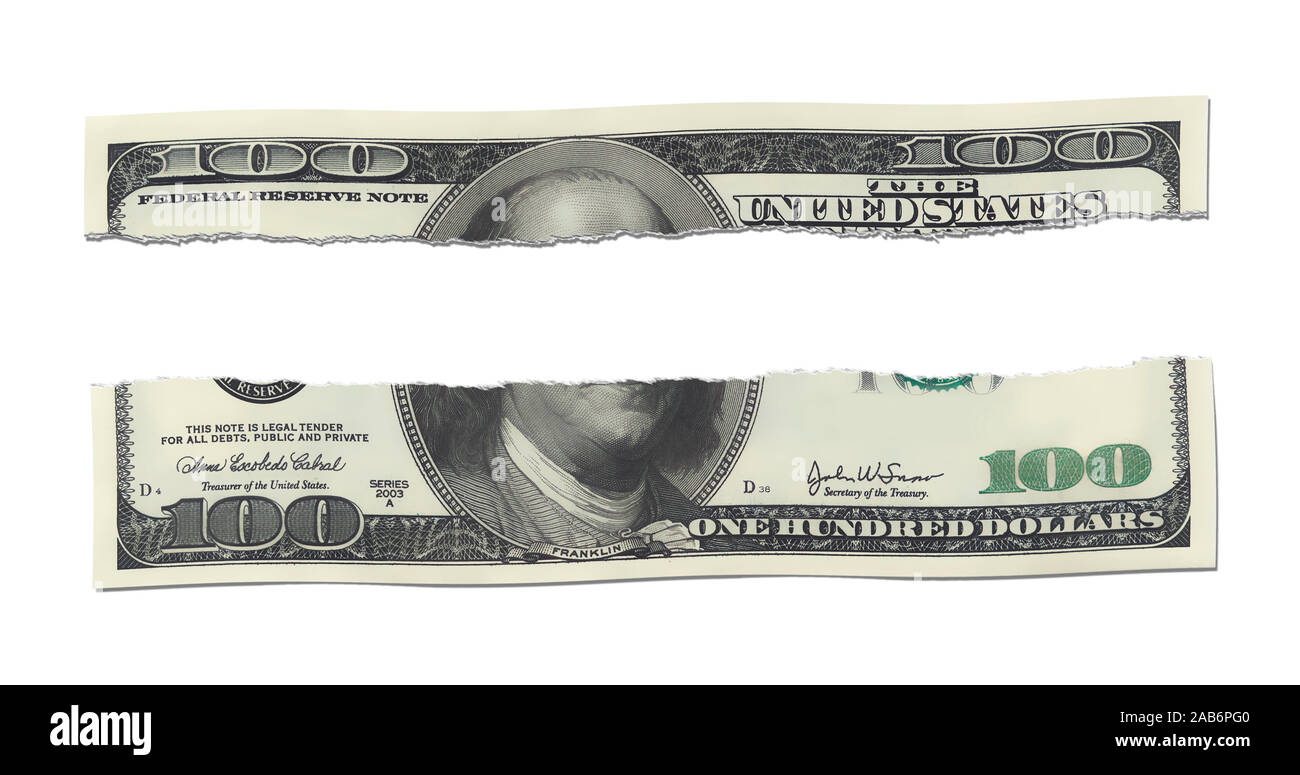 Ein Beispiel für eine 100 us-dollar Hinweis Stockfoto
