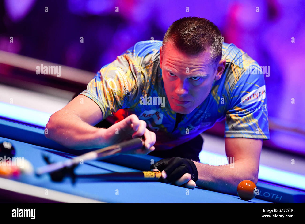 LAS VEGAS, USA. 25 Nov, 2019. Niels Feijen in Aktion bei Tag 1 Sitzung der MOSCONI CUP XXVI im Mandalay Bay am Montag, 25. November 2019 in LAS VEGAS, USA. Credit: Taka G Wu/Alamy leben Nachrichten Stockfoto