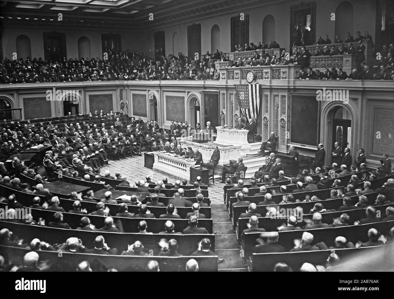 Präsident Harding Adressierung der gemeinsamen Sitzung des Kongresses, 28. Februar 1922 Stockfoto