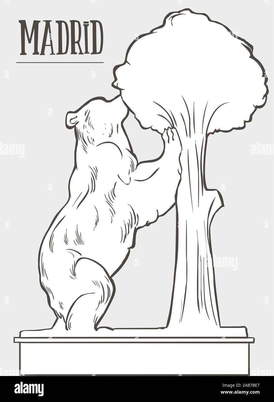 Die Statue des Bären und der Erdbeerbaum Stock illustratio Stock Vektor