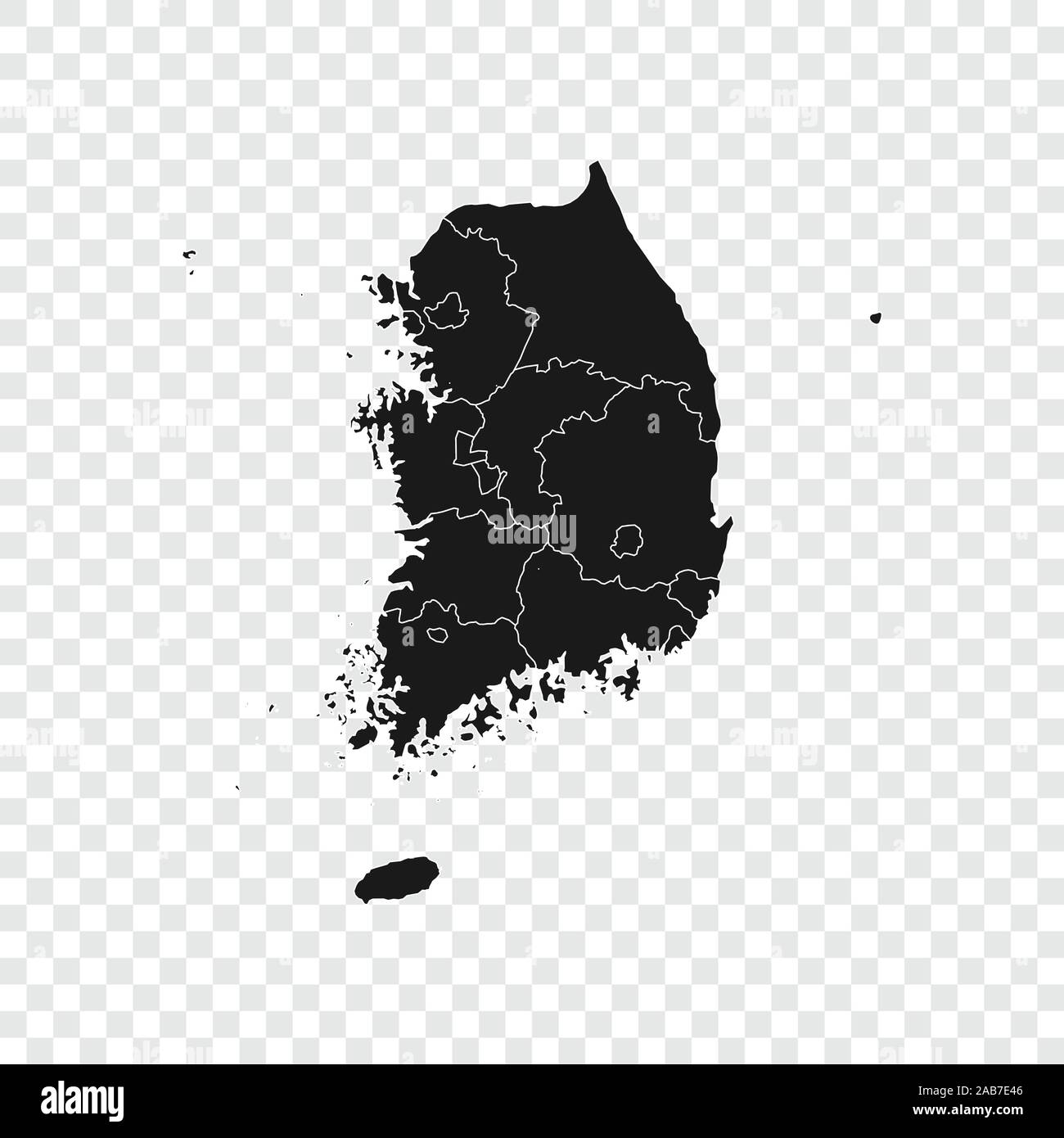 Südkorea Karte auf transparentem Hintergrund. Vector Illustration. Stock Vektor