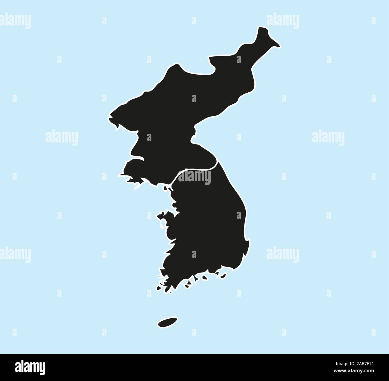 Nord-, Süd Korea Karte auf weißem Hintergrund. Vector Illustration. Stock Vektor