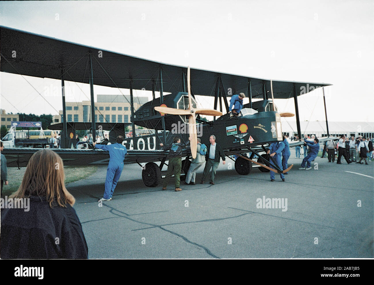 Vickers Vimy Replik auf der Farnborough International Airshow 1994, Farnborough, Großbritannien Stockfoto