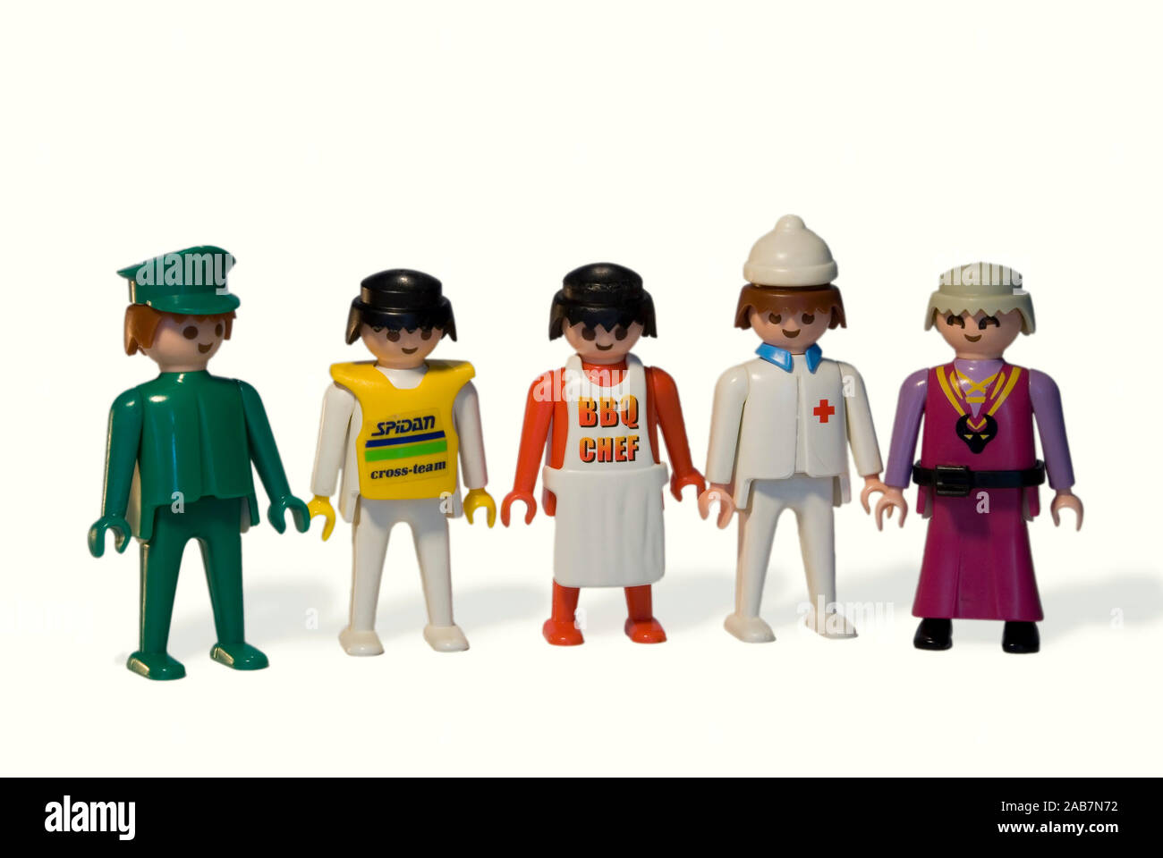 Playmobil-Figuren, die verschiedene Berufe Stockfoto