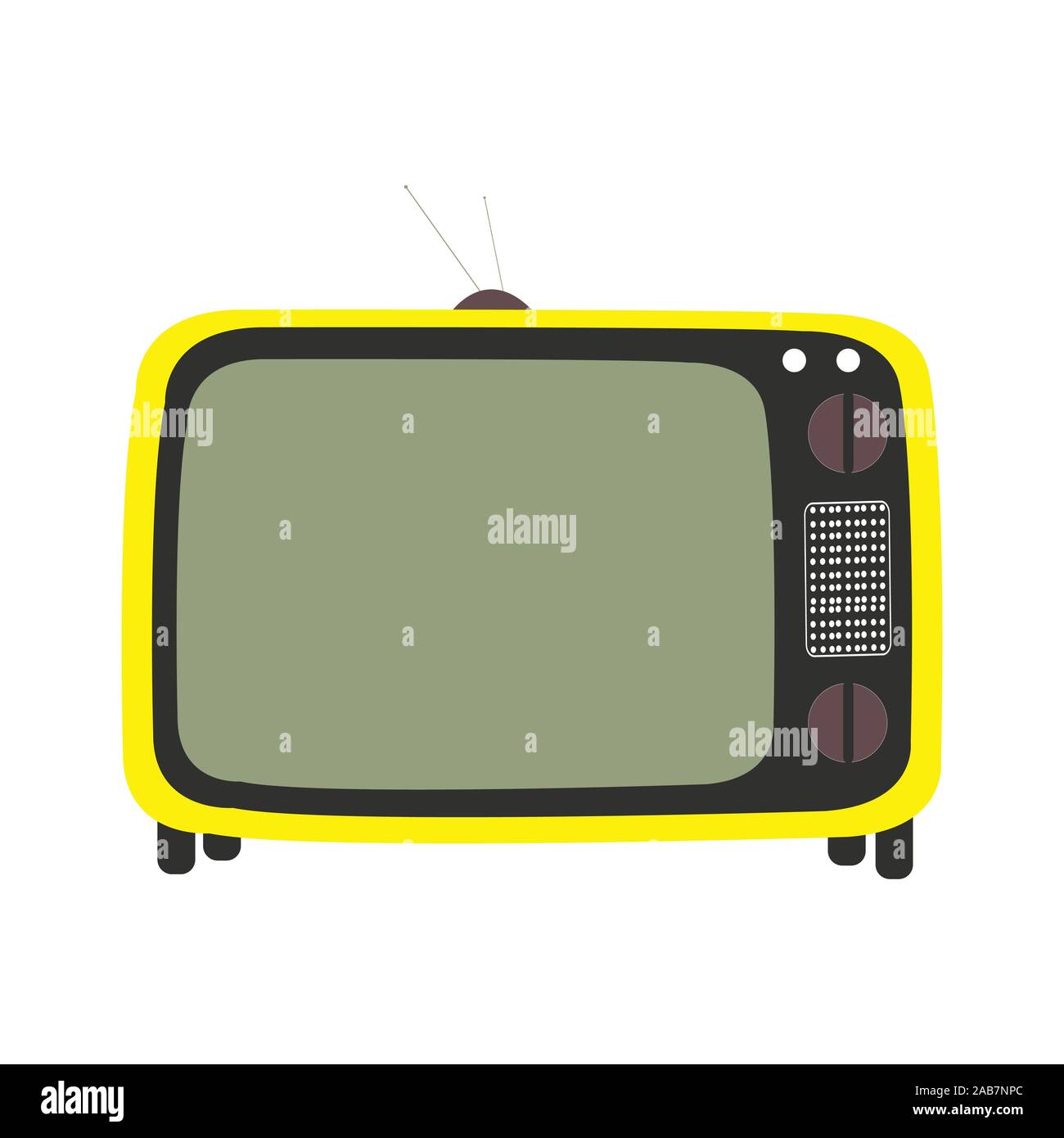 Eine gelbe und schwarze TV-Bildschirm auf Weiß Stock Vektor