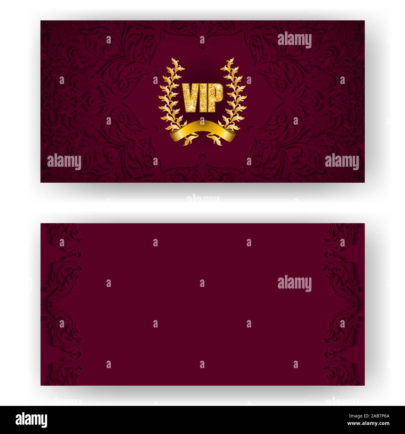 Satz von VIP-Card, Einladung mit Lorbeerkranz Stock Vektor