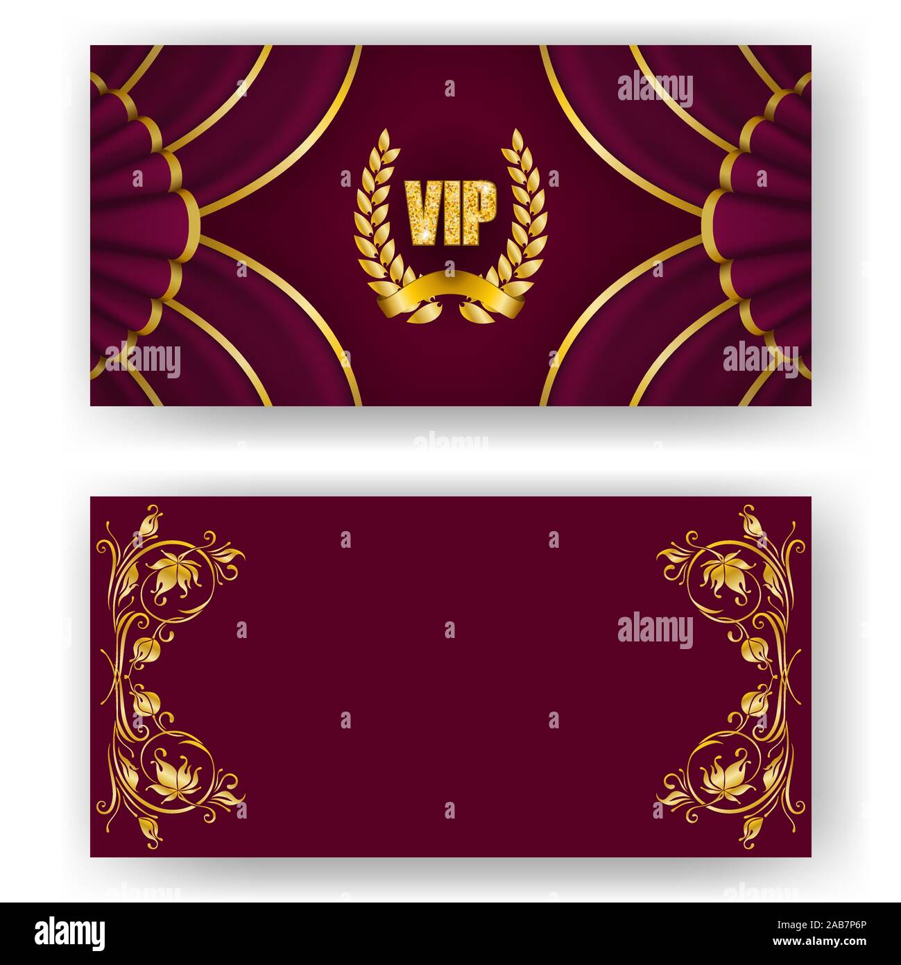 Satz von VIP-Card, Einladung mit Lorbeerkranz Stock Vektor
