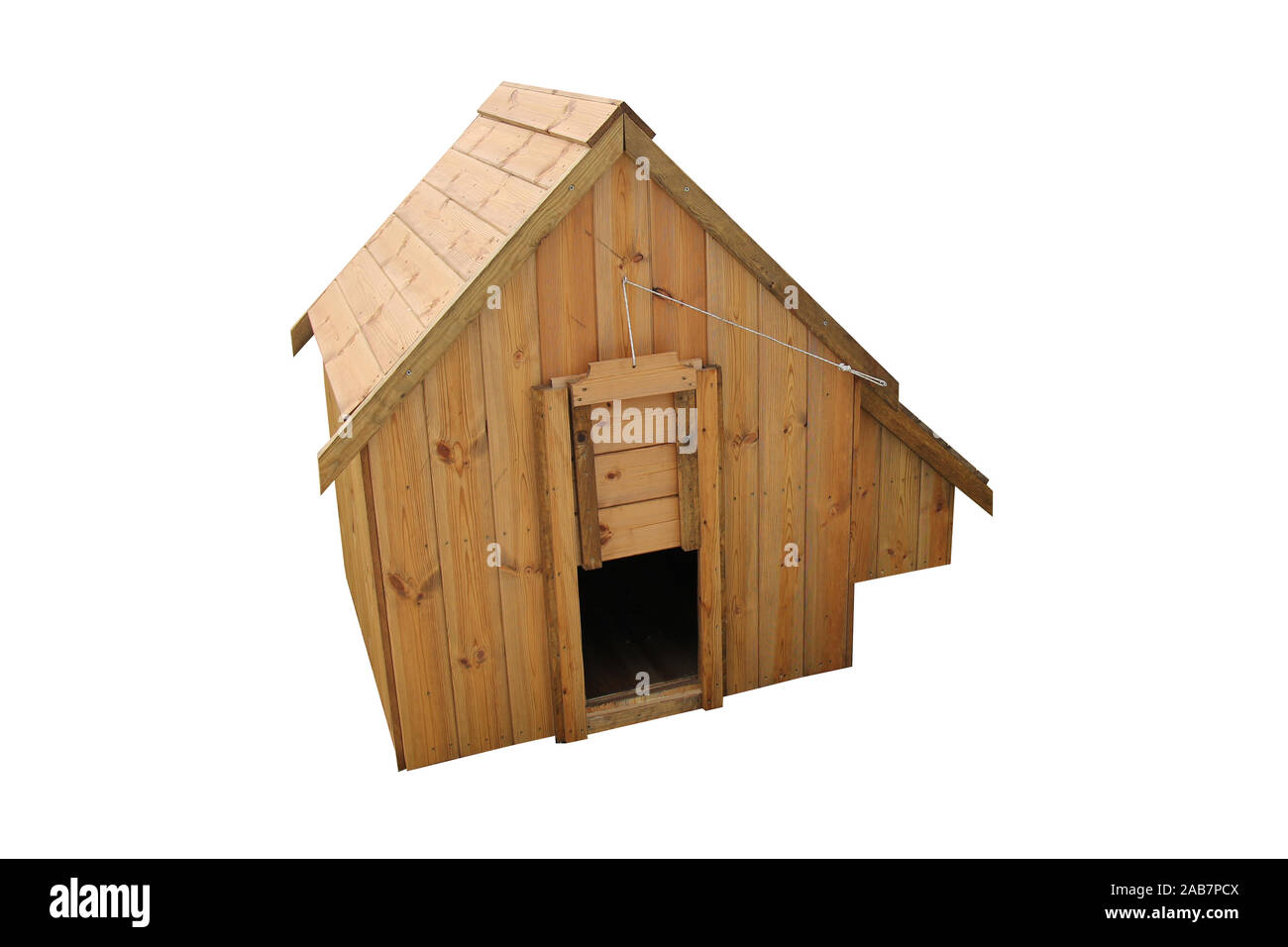 Ein hölzerner Hühnerstall mit Nest Box für 9 Vögel. Stockfoto