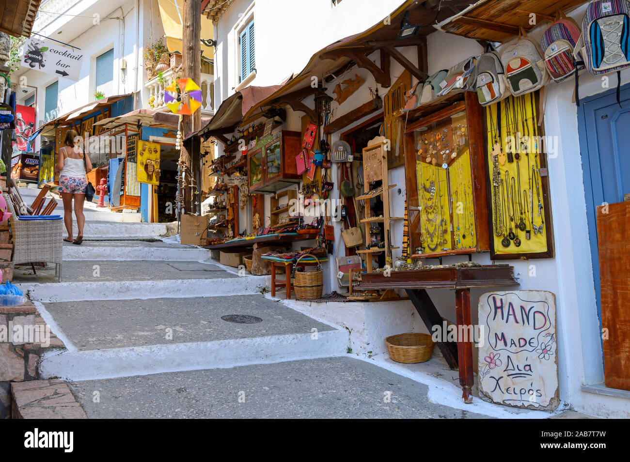 Typische alte Stadt Straße in Parga, Preveza, Griechenland, Europa Stockfoto