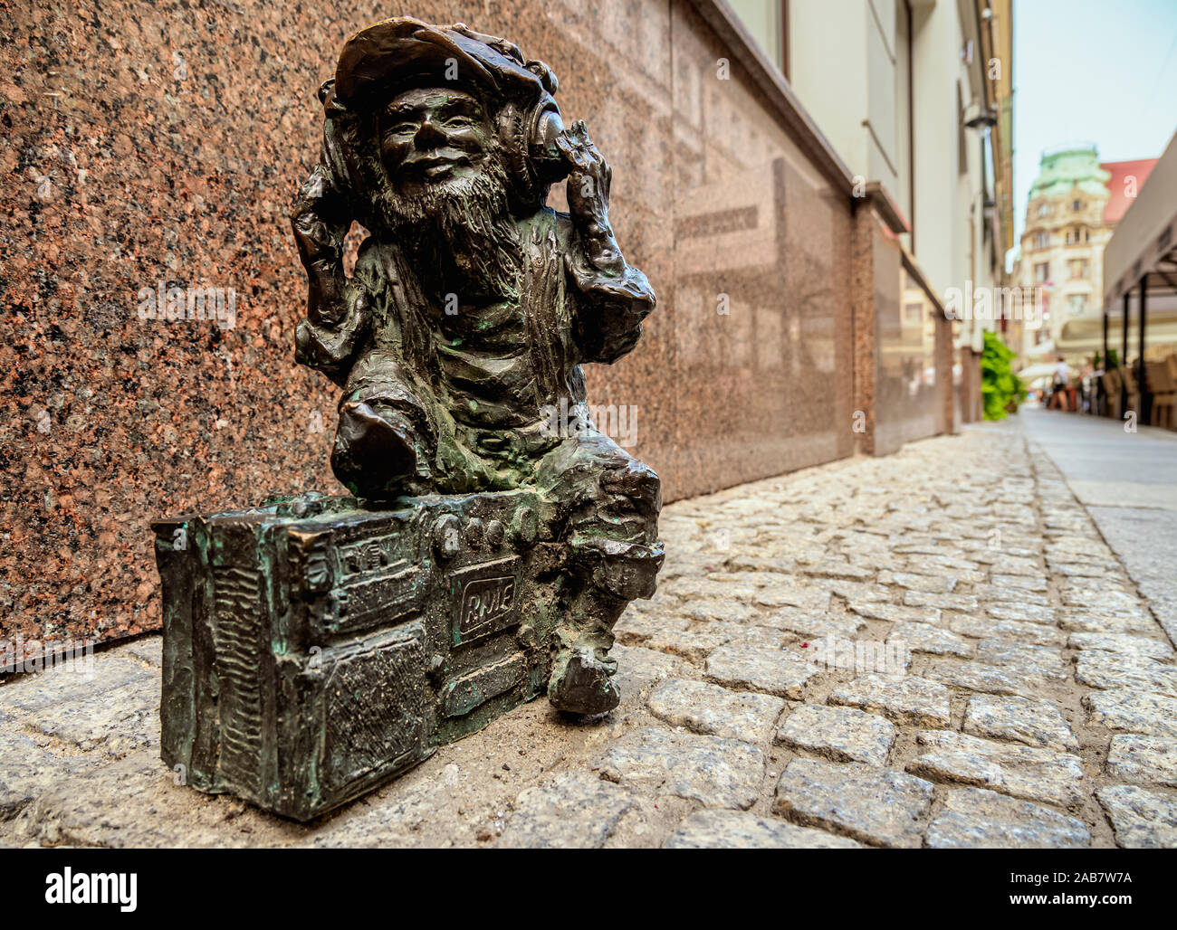 Zwerg Skulptur in der Altstadt von Wroclaw, Woiwodschaft Niederschlesien, Polen, Europa Stockfoto