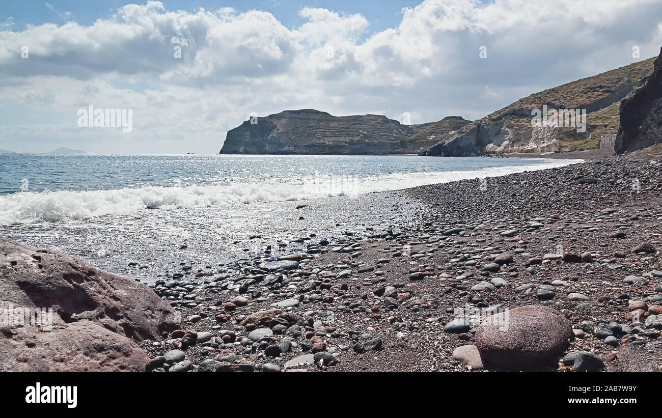 Der Strand in Santorin in Griechenland Stockfoto