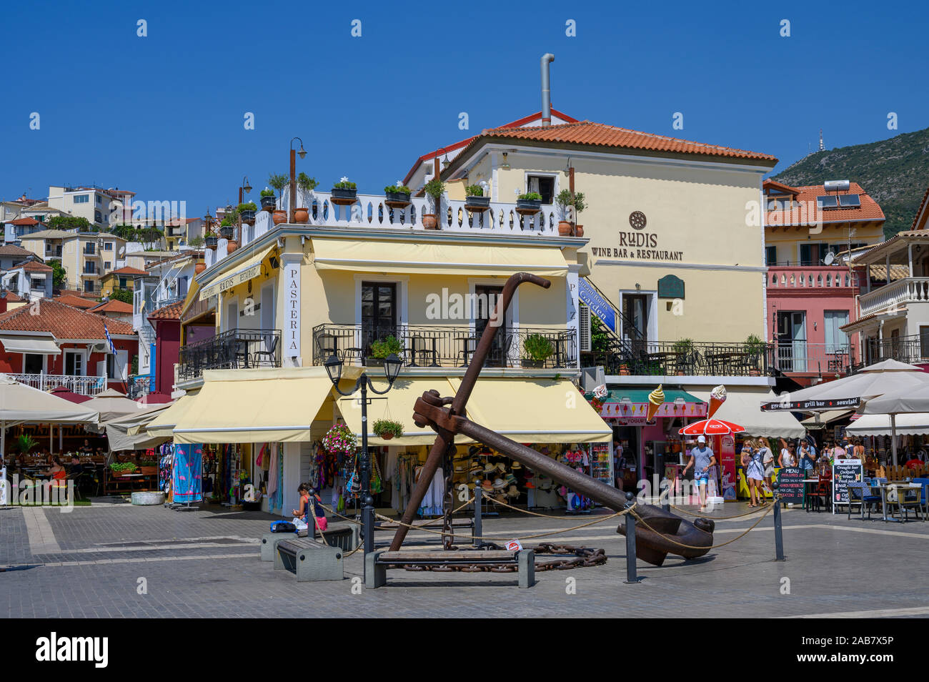 Die Stadt Parga im Sommer, Parga, Preveza, Griechenland, Europa Stockfoto
