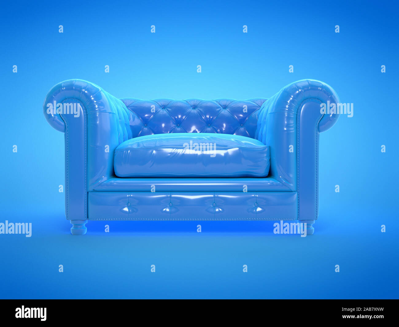 3D-gerenderte Abbildung: Eine blaue Ledersitz Stockfoto