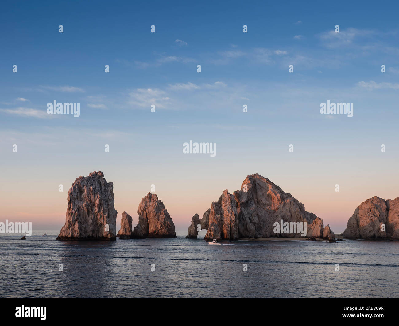 Sunrise Licht Farben Lands End in Cabo San Lucas, Baja California Sur, Mexiko, Nordamerika Stockfoto