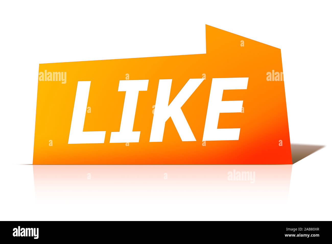 Ein orangen Etikett vor weissem Hintergrund mit der Aufschrift: "Wie" Stockfoto