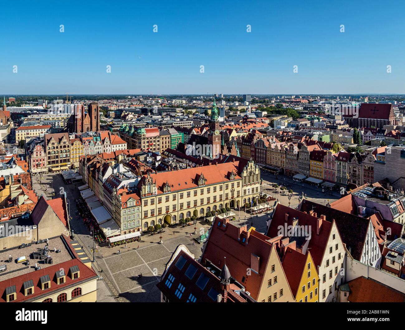 Marktplatz, Erhöhte Ansicht, Wroclaw, Woiwodschaft Niederschlesien, Polen, Europa Stockfoto