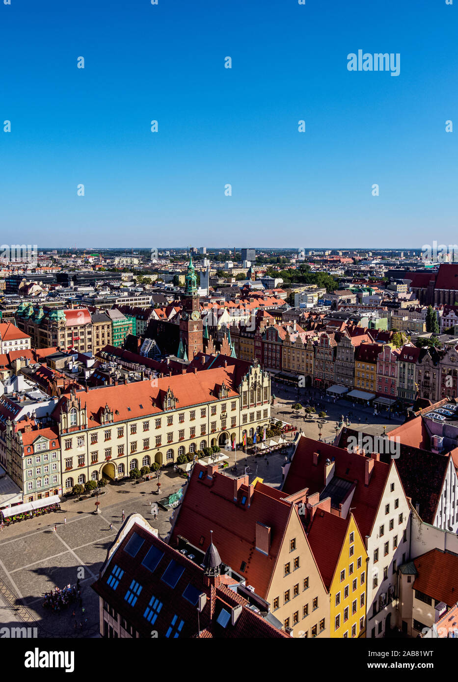 Marktplatz, Erhöhte Ansicht, Wroclaw, Woiwodschaft Niederschlesien, Polen, Europa Stockfoto