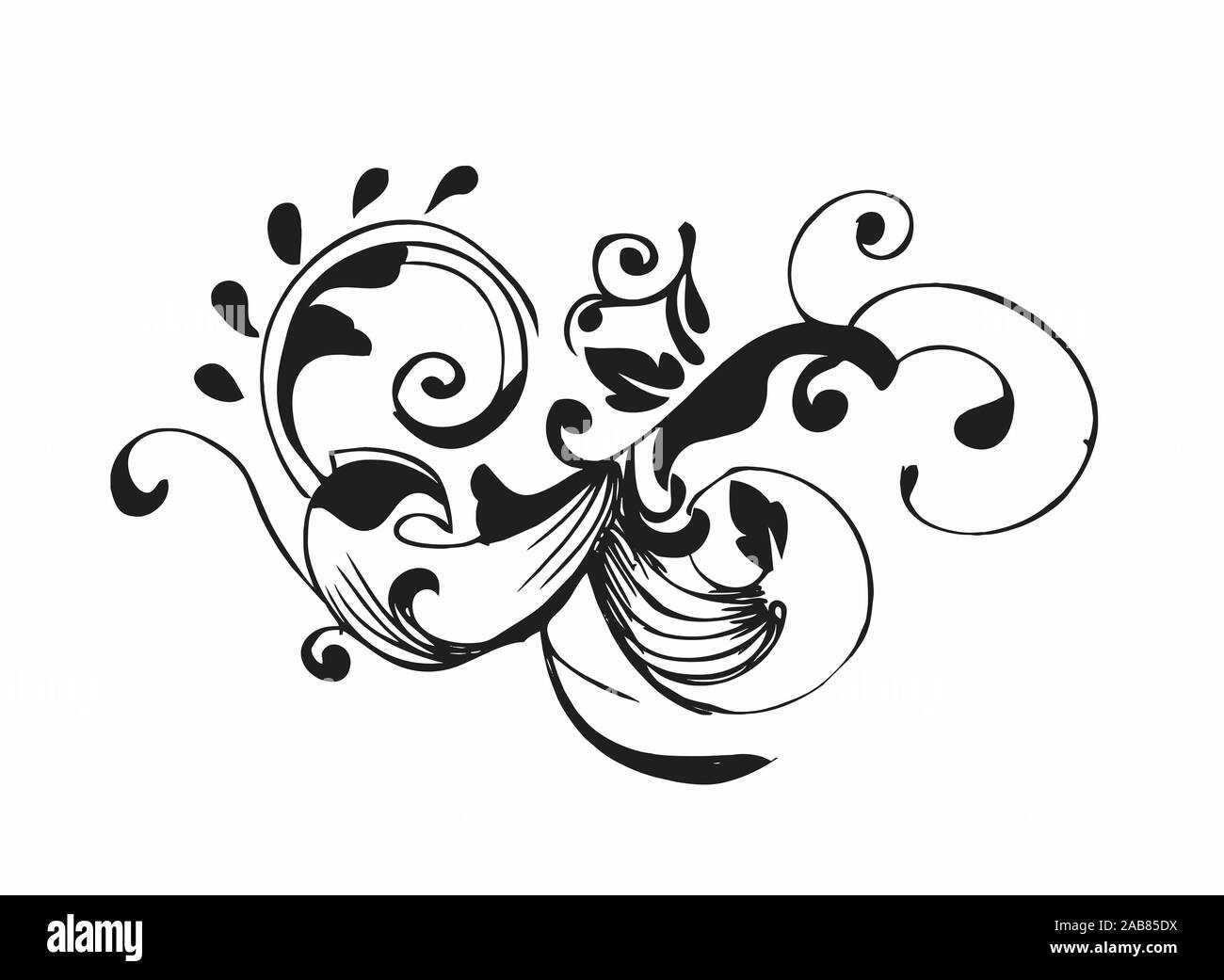Grafik und VECTOR DESIGNS VON TÄTOWIERUNGEN UND BLUMEN Stockfoto