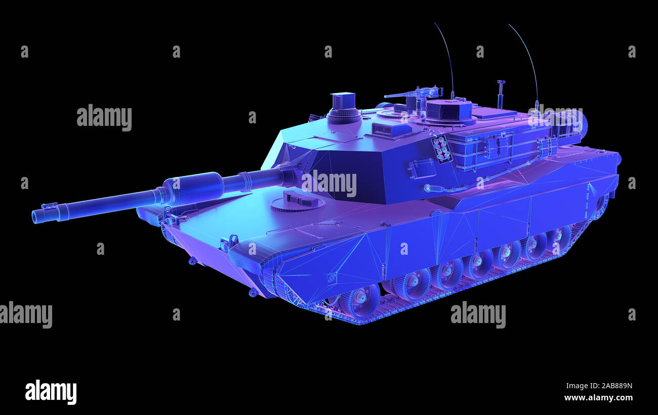 Gerenderten 3d-abstrakten synthwave Stil Abbildung eines Tanks Stockfoto